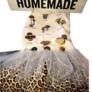 Handmade Cheetah Print/Mushroom Dog Dress- Size Medium